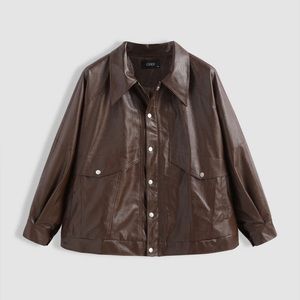 Brown Faux Leather Jacket - 2X